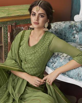 Mehendi embroidered georgette salwar 3