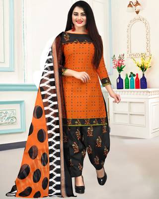 Orange printed cotton salwar 5
