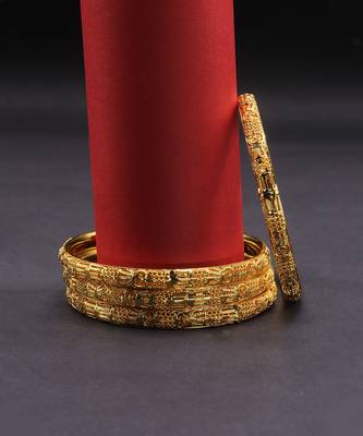 Gold Plated Designer Bangles Set Of 4 12