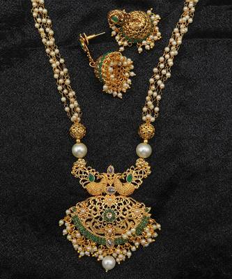 Green studded jewellery necklace-sets 3