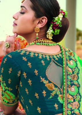 Grey embroidered silk semi stitched lehenga 2