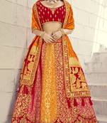 Orange embroidered silk semi stitched lehenga