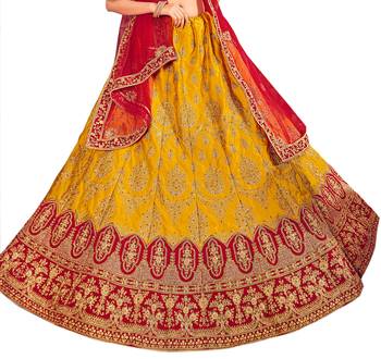 Golden thread embroidery Art Silk lehenga 2