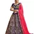 Blue thread embroidery satin unstitched lehenga