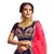 Blue thread embroidery satin unstitched lehenga