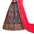 Blue thread embroidery satin unstitched lehenga