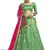 Green thread embroidery satin lehenga