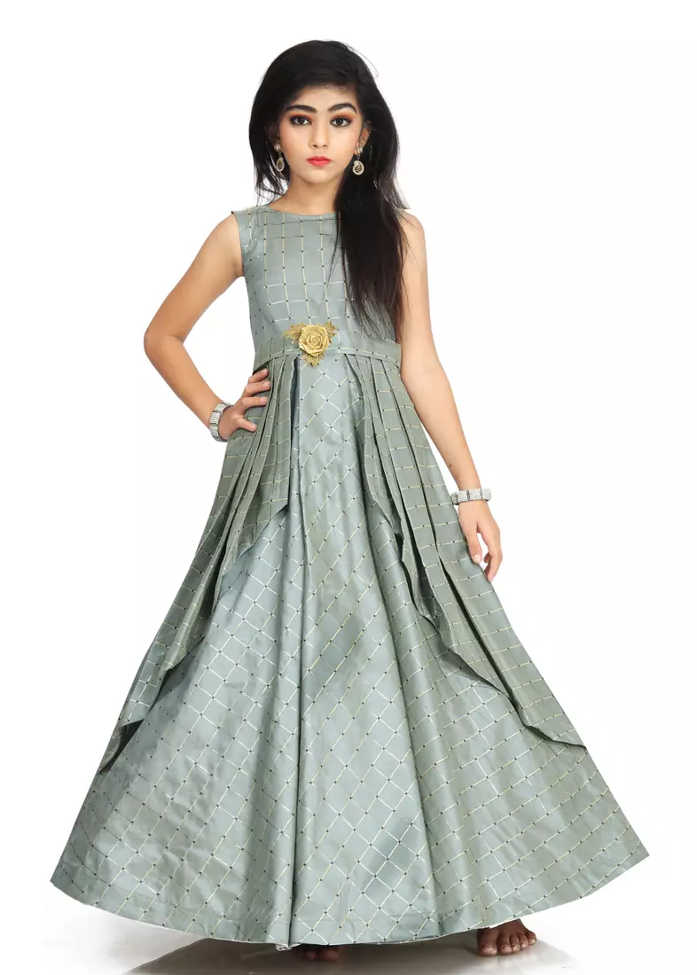Kids Grey Maxi Gown Dress 