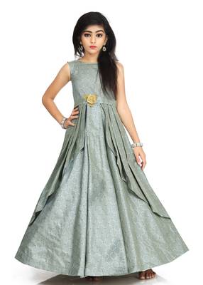 Kids Grey Maxi Gown Dress  1