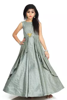 Kids Grey Maxi Gown Dress 