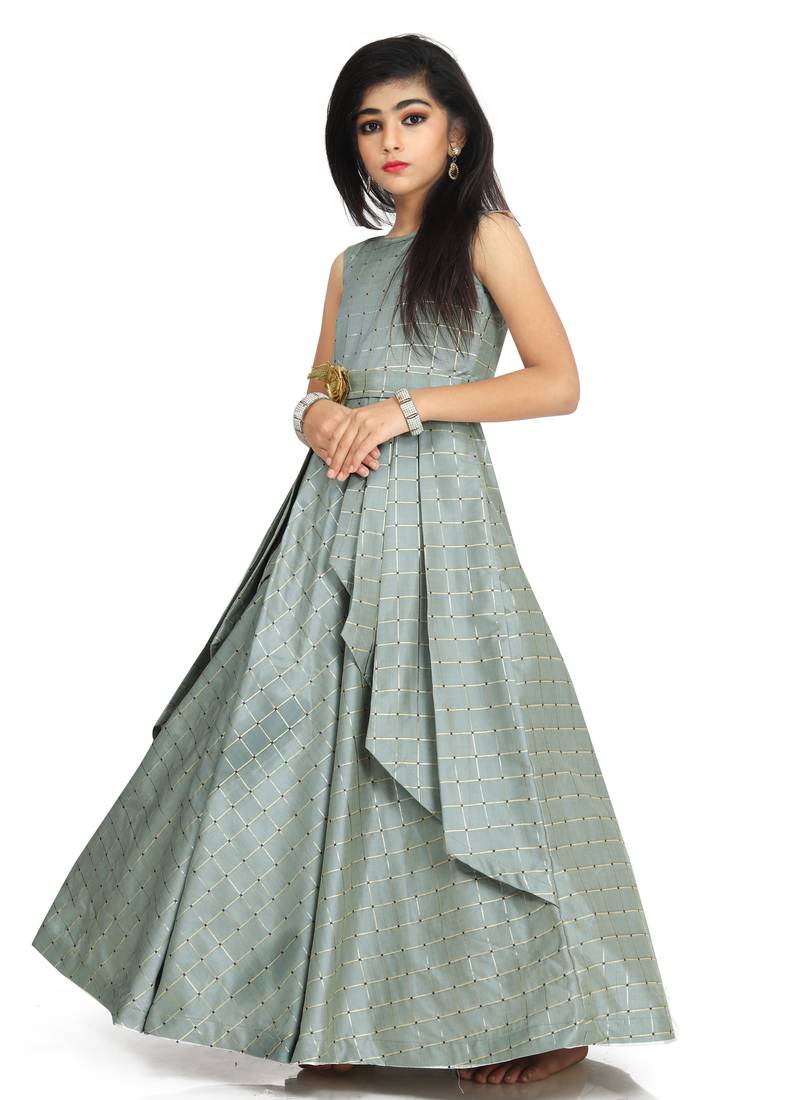 Kids Grey Maxi Gown Dress 