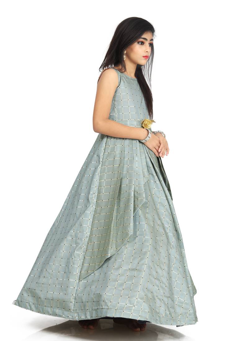 Kids Grey Maxi Gown Dress 