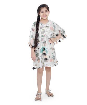 PS Kids by Payal Singhal White Colour Printed Silkmul Kaftan for Girls 1