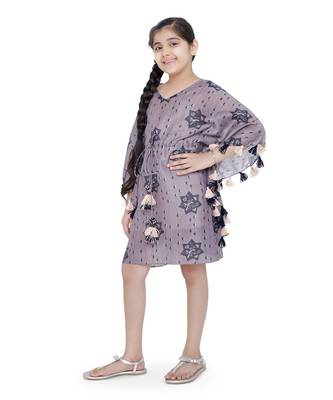 PS Kids by Payal Singhal Purple Colour Printed Silkmul Kaftan for Girls 2