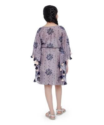 PS Kids by Payal Singhal Purple Colour Printed Silkmul Kaftan for Girls 4