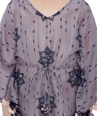 PS Kids by Payal Singhal Purple Colour Printed Silkmul Kaftan for Girls 5
