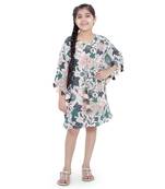 PS Kids by Payal Singhal White Colour Printed Silkmul Kaftan for Girls