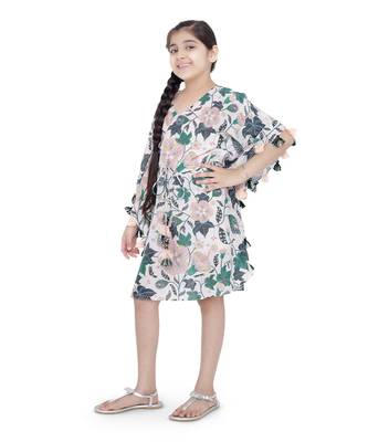 PS Kids by Payal Singhal White Colour Printed Silkmul Kaftan for Girls 2