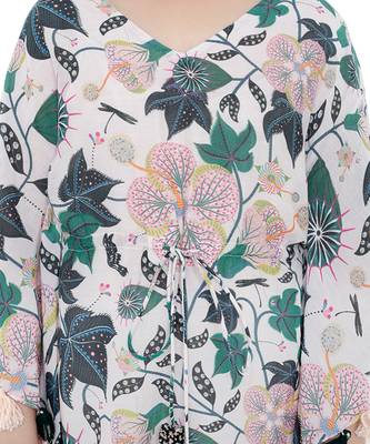 PS Kids by Payal Singhal White Colour Printed Silkmul Kaftan for Girls 4
