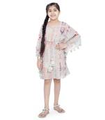 PS Kids by Payal Singhal Grey Colour Printed Silkmul Kaftan for Girls