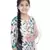 PS Kids White Colour Printed Cotton Kurta with Palazzo and Blush Colour Net Dupatta for Girls