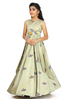 Kids Sea Green Gown Dress For Girls  1