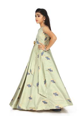 Kids Sea Green Gown Dress For Girls  2