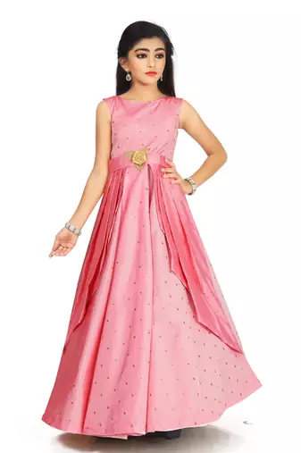 Girls Pink Gown Dress For Wedding Wear 