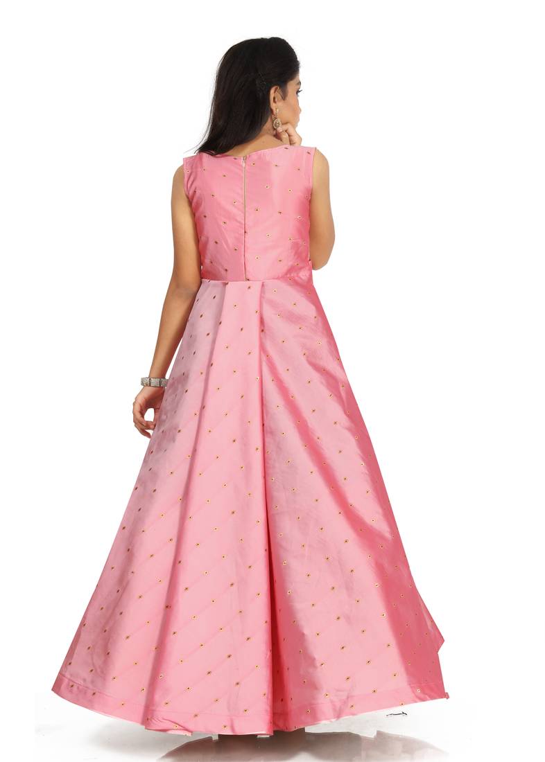Girls Pink Gown Dress For Wedding Wear 