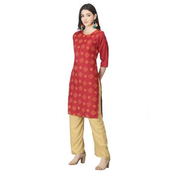Maroon printed cotton cotton-kurtis 3