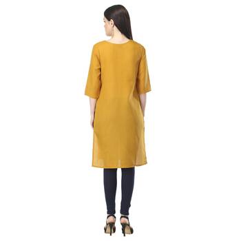 Mustard printed cotton cotton-kurtis 2