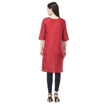 Maroon printed cotton cotton-kurtis 2