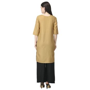 Beige printed cotton cotton-kurtis 2