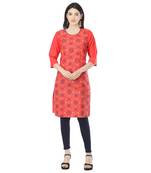 Red printed cotton cotton-kurtis