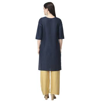 Navy-blue printed cotton cotton-kurtis 2