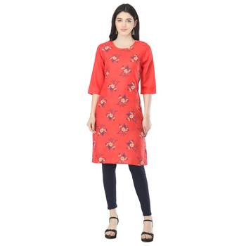 Red printed cotton cotton-kurtis 1