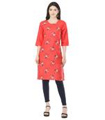 Red printed cotton cotton-kurtis