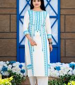 Off-white printed cotton kurtas-and-kurtis