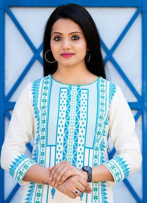 Off-white printed cotton kurtas-and-kurtis 2