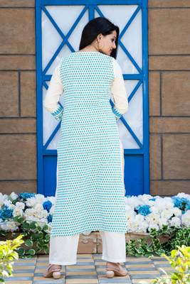 Off-white printed cotton kurtas-and-kurtis 4