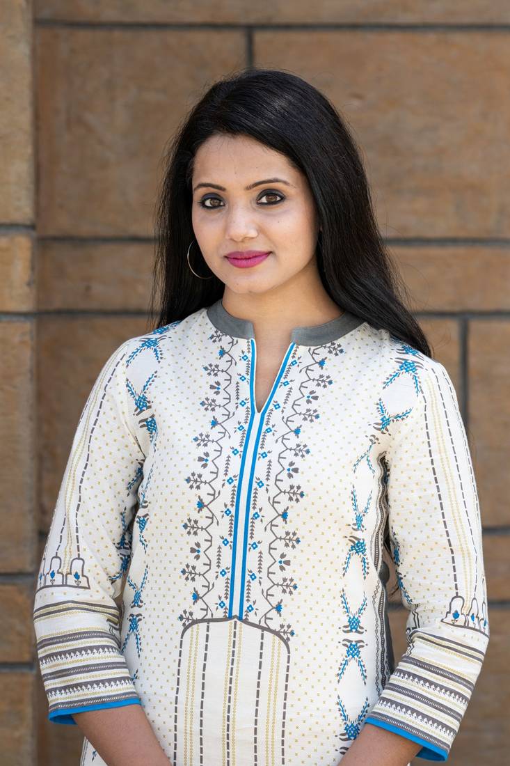 Grey printed cotton kurtas-and-kurtis