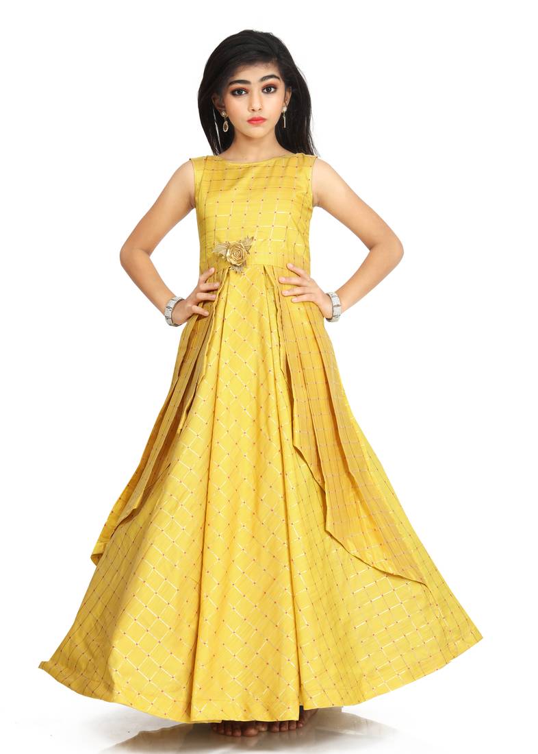 Kids Yellow Gown For Girls 