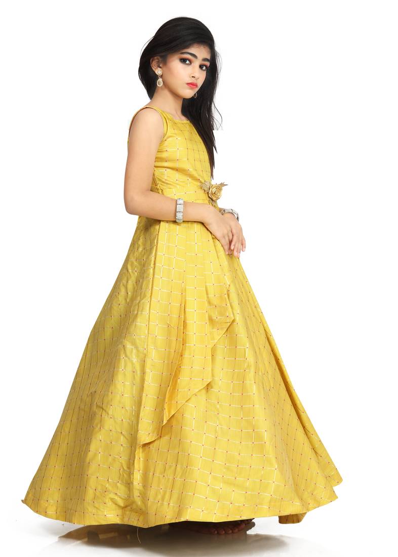 Kids Yellow Gown For Girls 
