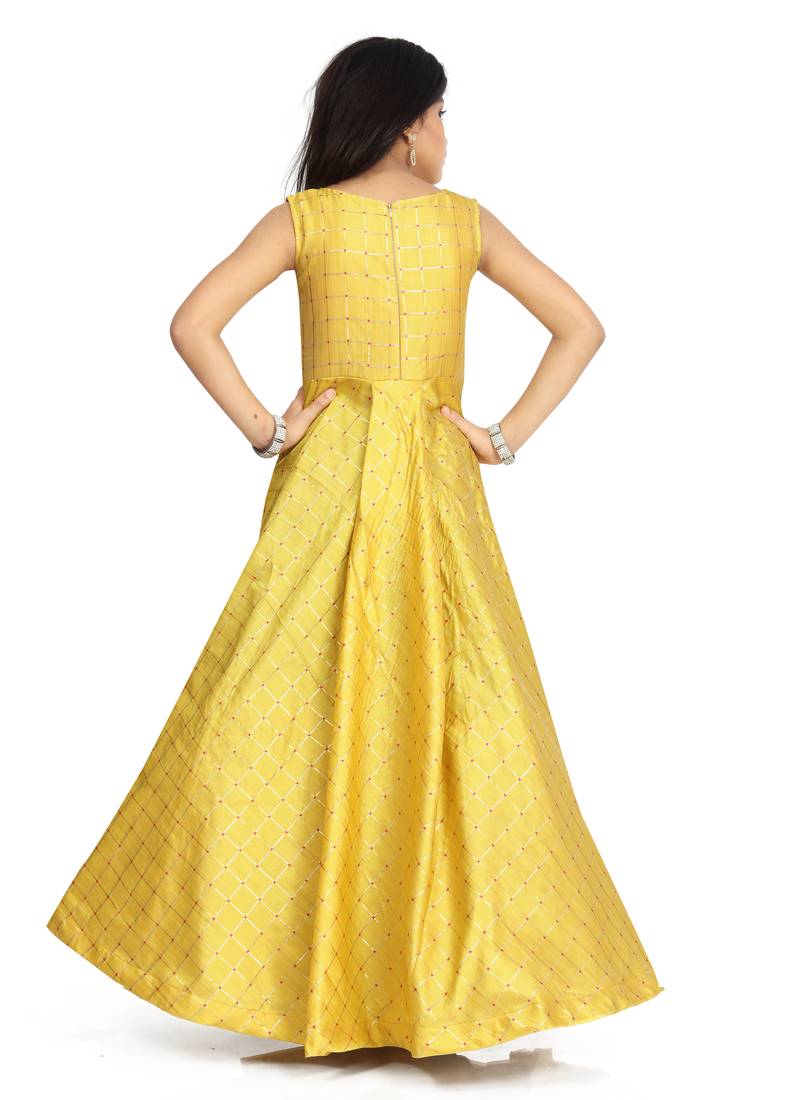 Kids Yellow Gown For Girls 