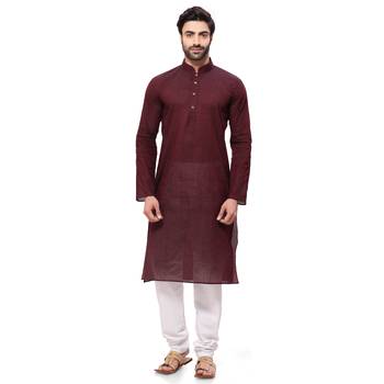 Brown plain cotton ethnic-kurtis 1