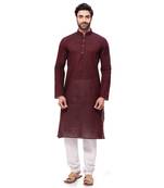Brown plain cotton ethnic-kurtis