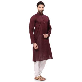 Brown plain cotton ethnic-kurtis 3
