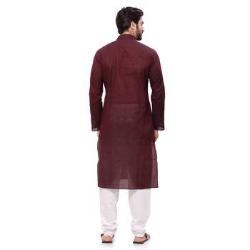 Brown plain cotton ethnic-kurtis 4