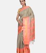 Sky Blue  And Pink Woven Art Silk Saree With Blouse