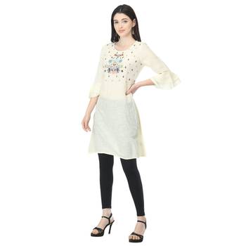Off-white embroidered cotton cotton-kurtis 3